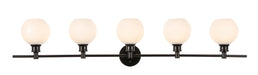Elegant Lighting - LD2327BK - Five Light Wall Sconce - Collier - Black And Frosted White Glass