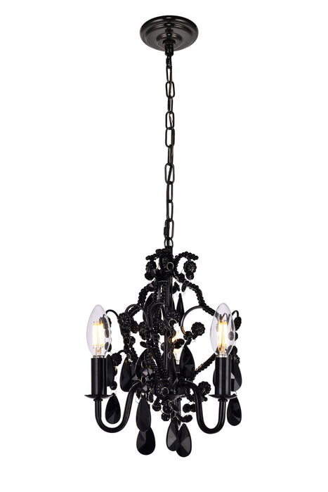 Elegant Lighting - LD5019D9BK - Three Light Pendant - Karter - Polished Black
