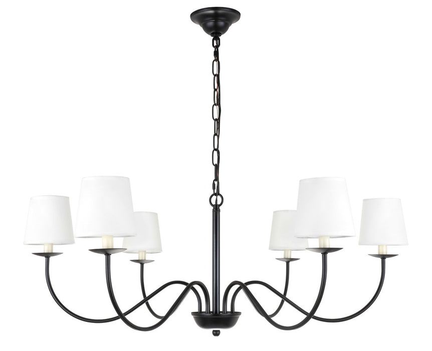 Elegant Lighting - LD6103D37BK - Six Light Chandelier - Eclipse - Black And White Shade