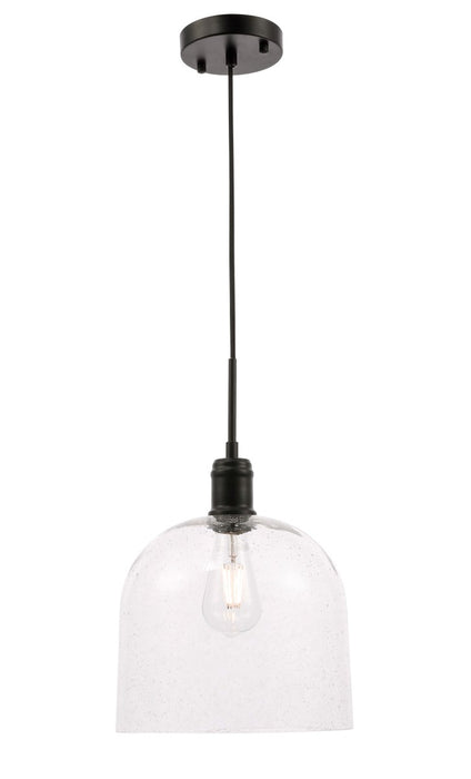 Elegant Lighting - LD6213BK - One Light Pendant - Gabe - Black And Clear Seeded Glass