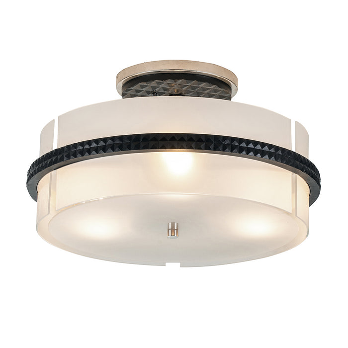 Lucas + McKearn - FM91598PC-16 - Three Light Semi-Flush Mount - Mazant - Matte Black/Polished Chrome
