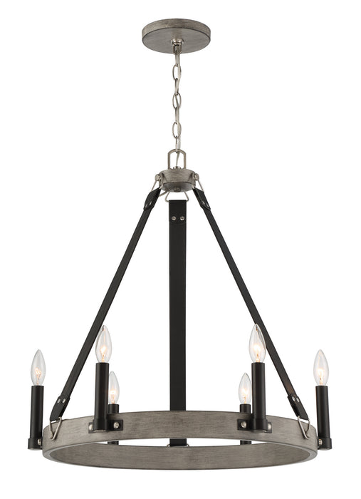 Minka-Lavery - 3876-693 - Six Light Chandelier - Rawson Ridge - Aged Silverwood And Coal