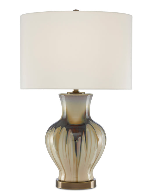 Currey and Company - 6000-0580 - One Light Table Lamp - Muscadine - Cream/Brown/Antique Brass