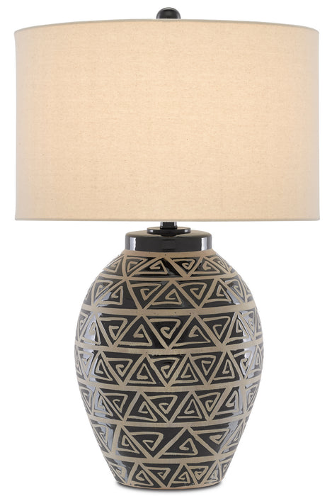 Currey and Company - 6000-0590 - One Light Table Lamp - Himba - Glossy Black/Sand