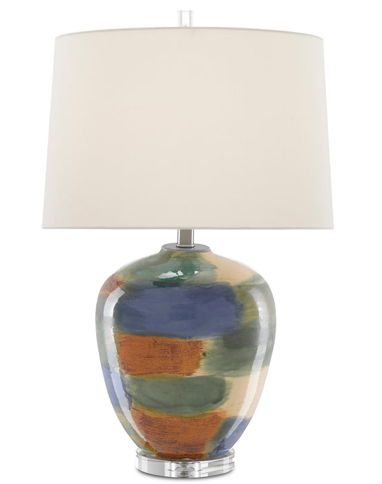 Currey and Company - 6000-0613 - One Light Table Lamp - Rainbow - Blue/Green/Sand/Rust/Clear