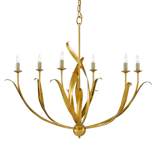 Currey and Company - 9000-0444 - Six Light Chandelier - Menefee - Antique Gold Leaf