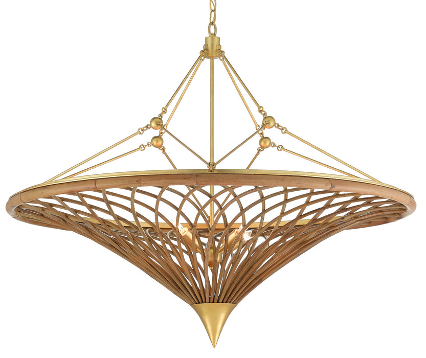 Currey and Company - 9000-0560 - Four Light Chandelier - Gaborone - Natural/Contemporary Gold Leaf