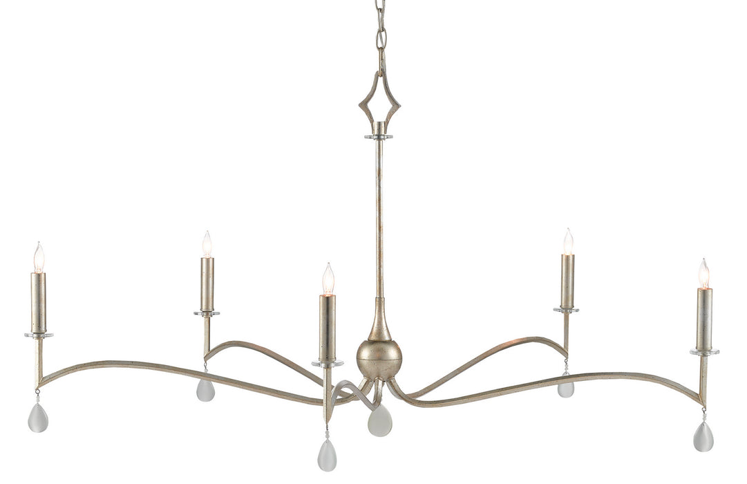 Currey and Company - 9000-0578 - Five Light Chandelier - Serilana - Antique Silver Leaf/Natural