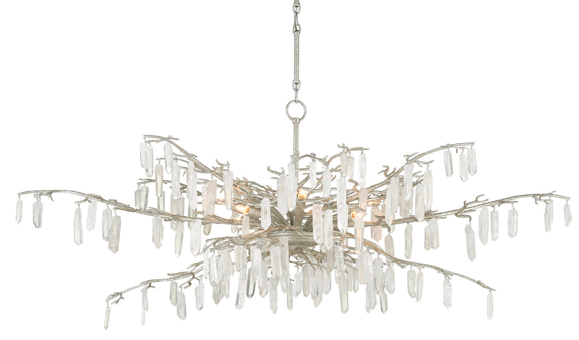 Currey and Company - 9000-0608 - Eight Light Chandelier - Aviva Stanoff - Textured Silver/Natural