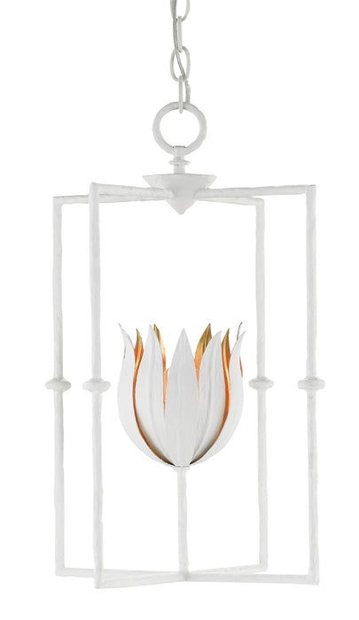 Currey and Company - 9000-0630 - One Light Lantern - Tulipano - Gesso White/Contemporary Gold Leaf