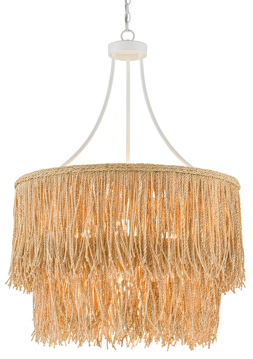 Currey and Company - 9000-0649 - Four Light Chandelier - Samoa - Gesso White/Natural Rope