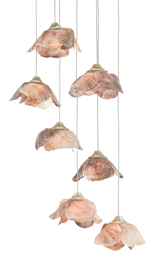 Currey and Company - 9000-0676 - Seven Light Pendant - Catrice - Painted Silver/Contemporary Silver Leaf/Natural Shell