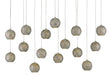 Currey and Company - 9000-0685 - 15 Light Pendant - Giro - Painted Silver/Nickel/Blue