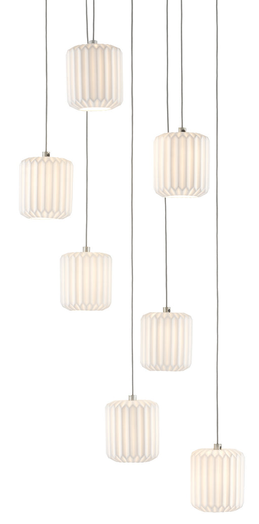 Currey and Company - 9000-0711 - Seven Light Pendant - Dove - Painted Silver/White