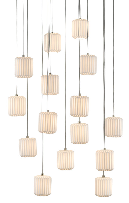 Currey and Company - 9000-0712 - 15 Light Pendant - Dove - Painted Silver/White
