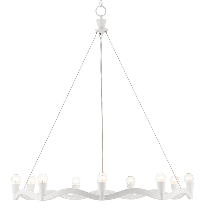 Currey and Company - 9000-0730 - Nine Light Chandelier - Serpentina - Gesso White