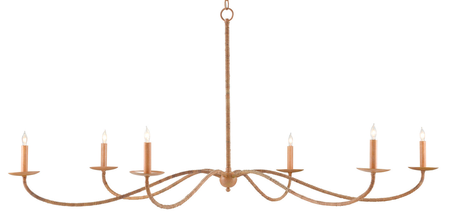 Currey and Company - 9000-0757 - Six Light Chandelier - Saxon - Saddle Tan/Natural