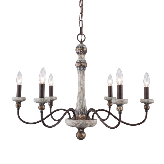 Terracotta Designs - H21132-6 - Six Light Chandelier - Annabella - Smokey Gray