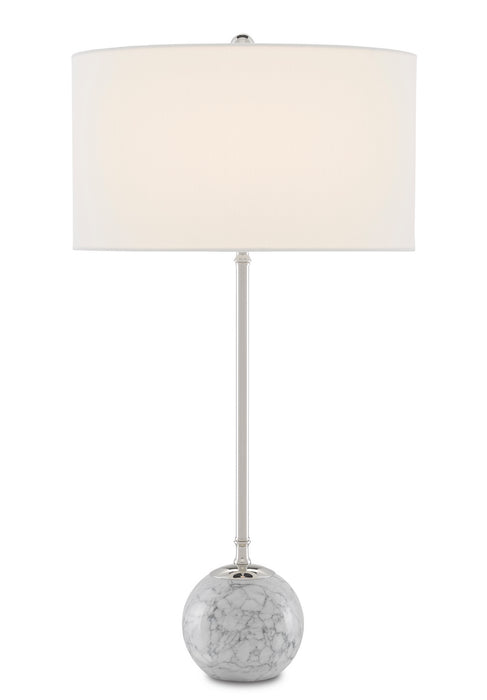 Currey and Company - 6000-0646 - One Light Table Lamp - Villette - Gray & White Veined Marble/Polished Nickel
