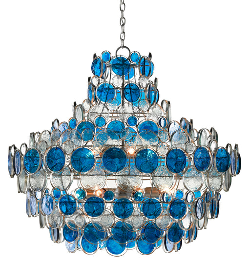 Currey and Company - 9000-0723 - 12 Light Chandelier - Galahad - Contemporary Silver Leaf/Painted Silver/Blue