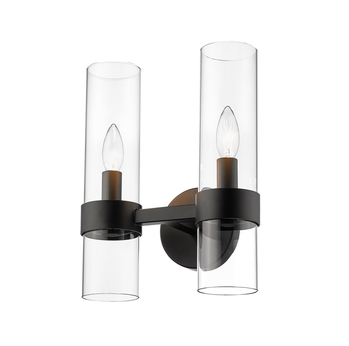 Z-Lite Beau 8-in W 2 -Light Matte Black Transitional Wall Sconce in the