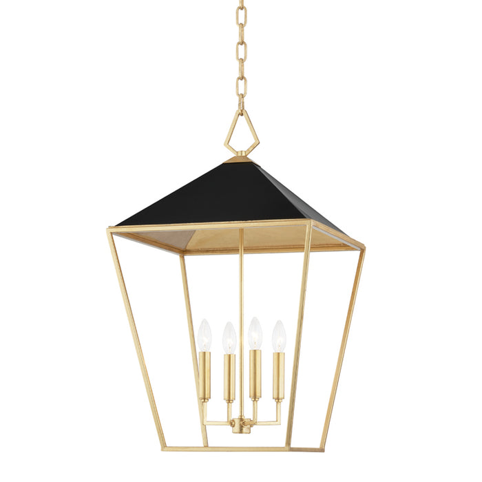 Hudson Valley - 5718-GL/BK - Four Light Pendant - Paxton - Gold Leaf/Black