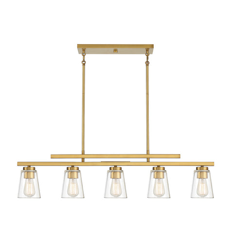 Savoy House - 1-1023-5-322 - Five Light Linear Chandelier - Calhoun - Warm Brass