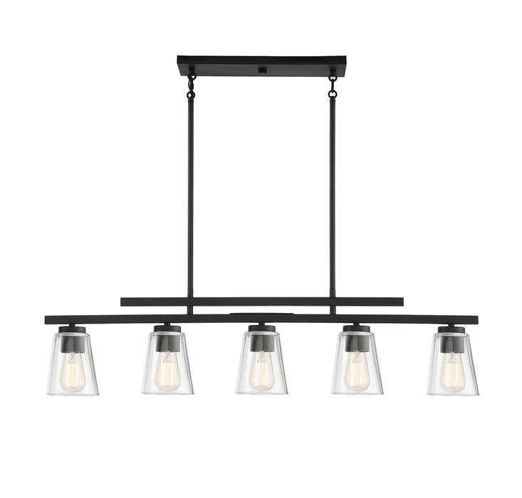 Savoy House - 1-1023-5-89 - Five Light Linear Chandelier - Calhoun - Matte Black