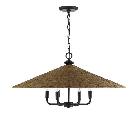 Savoy House - 7-7772-6-180 - Six Light Pendant - Eman - Matte Black with Dark Rattan