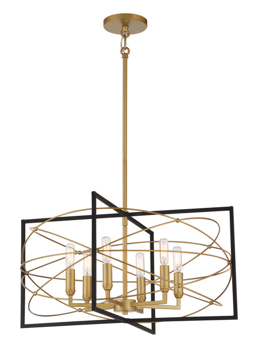 Minka-Lavery - 3916-707A - Six Light Pendant - Titans Trace - Sand Coal W/ Painted Honey Gol