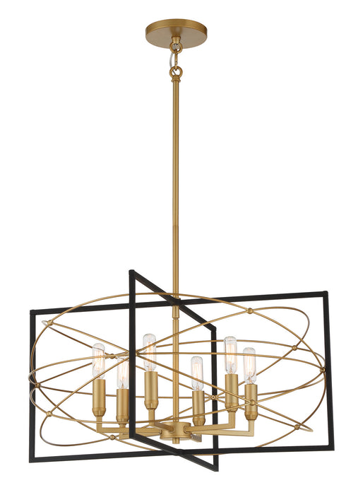 Minka-Lavery - 3916-707A - Six Light Pendant - Titans Trace - Sand Coal W/ Painted Honey Gol