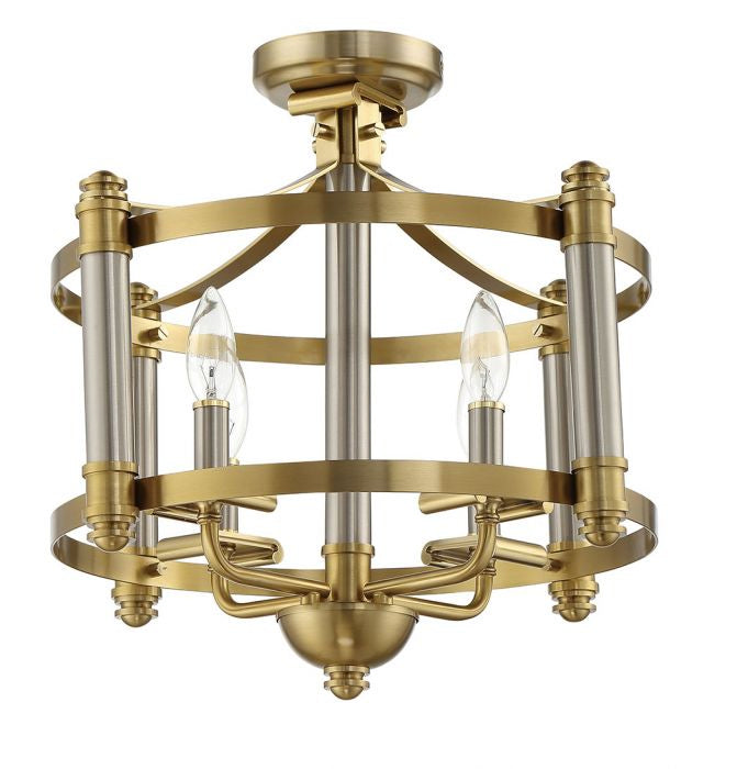 Craftmade - 54854-BNKSB - Four Light Semi Flush Mount - Stanza - Brushed Polished Nickel/Satin Brass