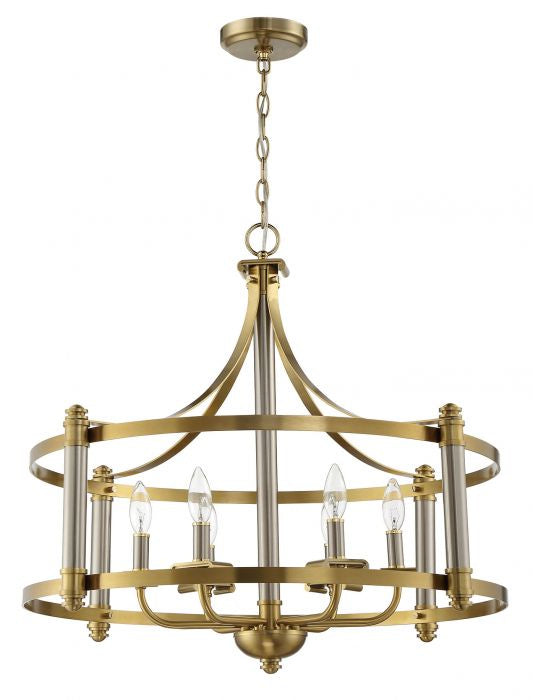 Craftmade - 54896-BNKSB - Six Light Pendant - Stanza - Brushed Polished Nickel/Satin Brass