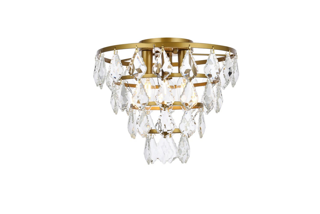 Elegant Lighting - 1101F12BR - Three Light Flush Mount - Ella - Brass