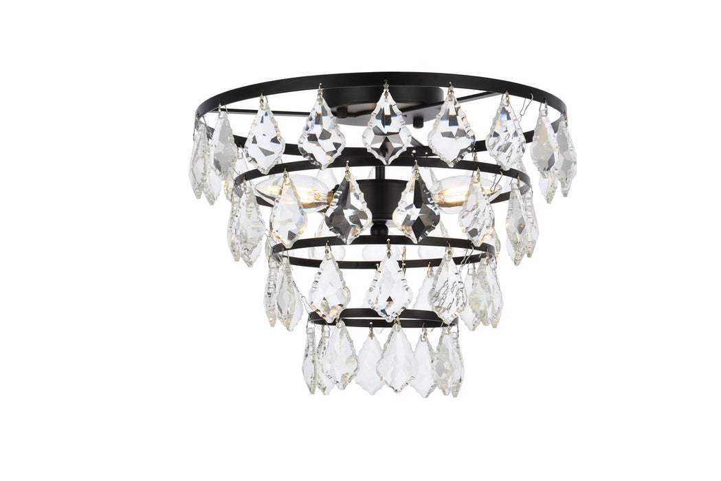 Elegant Lighting - 1101F14BK - Three Light Flush Mount - Ella - Black