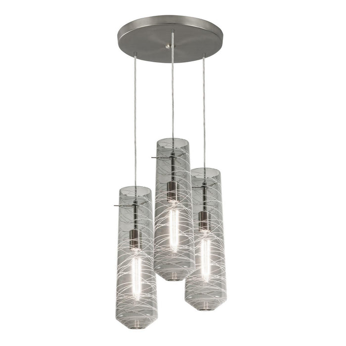 AFX Lighting - SPP05MBSNSMRND3 - Three Light Pendant - Spun - Satin Nickel