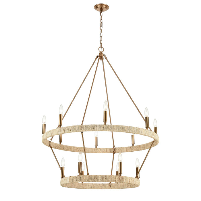 ELK Home - 32418/8+6 - 14 Light Chandelier - Abaca - Satin Brass