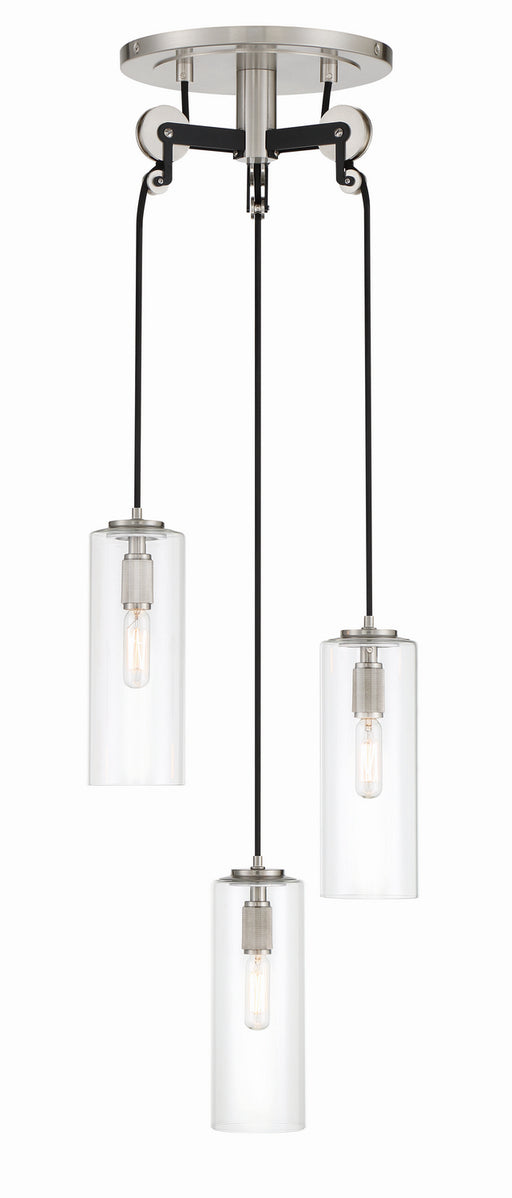 Minka-Lavery - 2897-691 - Three Light Pendant - Pullman Junction - Coal With Brushed Nickel