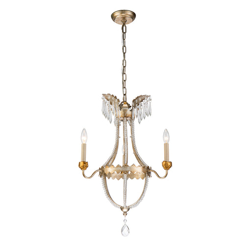 Lucas + McKearn - CH1035-3 - Three Light Mini Chandelier - Louis - Distressed Silver and Gold