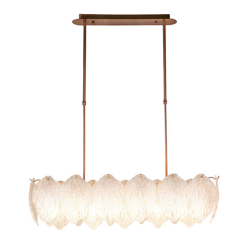 Lucas + McKearn - PD9082 - Nine Light Island Chandelier - Acanthus - Clear textured Glass Aged Brass