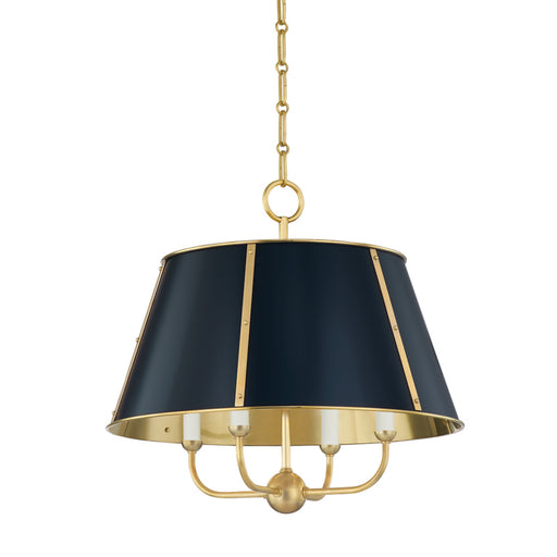 Hudson Valley - MDS120-AGB/DBL - Four Light Chandelier - Cambridge - Aged Brass/Darkest Blue