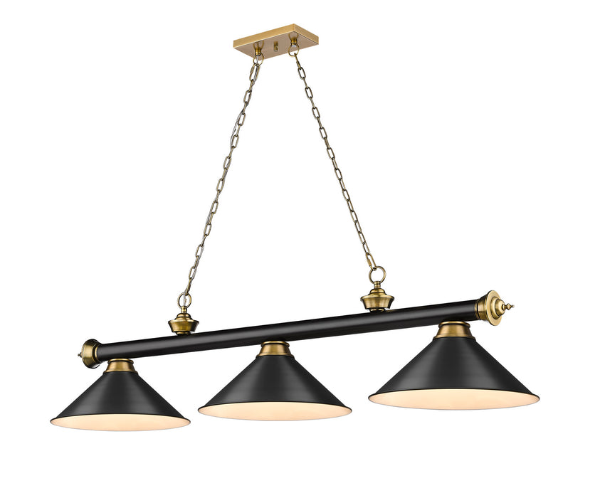 Z-Lite - 2306-3MB-RB-MB15 - Three Light Billiard - Cordon - Matte Black + Rubbed Brass