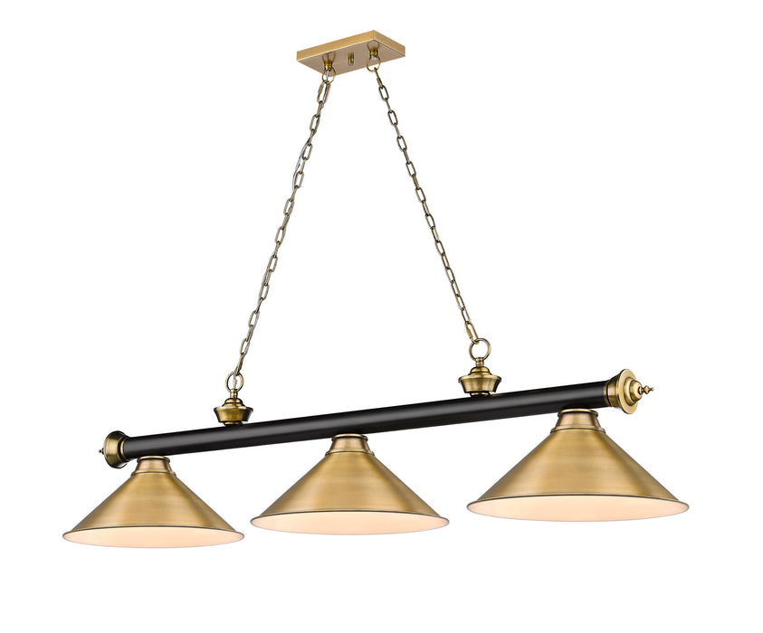Z-Lite - 2306-3MB-RB-RB15 - Three Light Billiard - Cordon - Matte Black + Rubbed Brass
