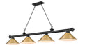 Z-Lite - 2306-4MB-RB15 - Four Light Billiard - Cordon - Matte Black + Rubbed Brass