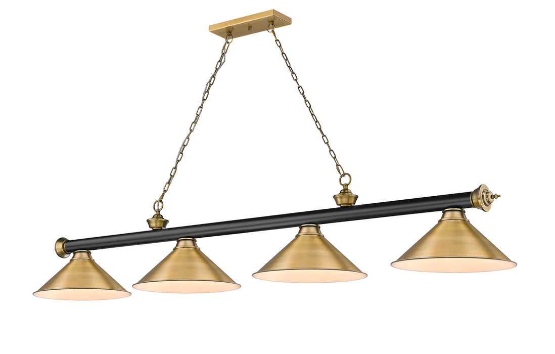 Z-Lite - 2306-4MB-RB-RB15 - Four Light Billiard - Cordon - Matte Black + Rubbed Brass