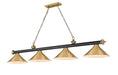 Z-Lite - 2306-4MB-RB-RB15 - Four Light Billiard - Cordon - Matte Black + Rubbed Brass