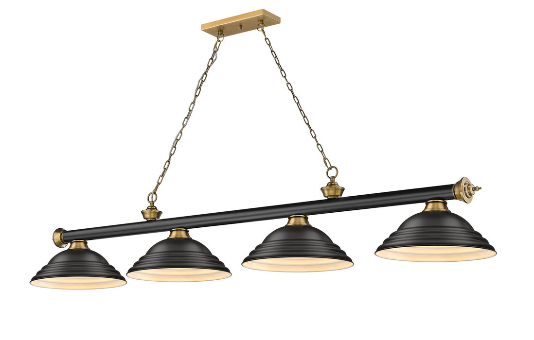 Z-Lite - 2306-4MB-RB-SMB - Four Light Billiard - Cordon - Matte Black + Rubbed Brass