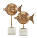 Currey and Company - 1200-0513 - Fish Set of 2 - Cici - Antique Brass/White