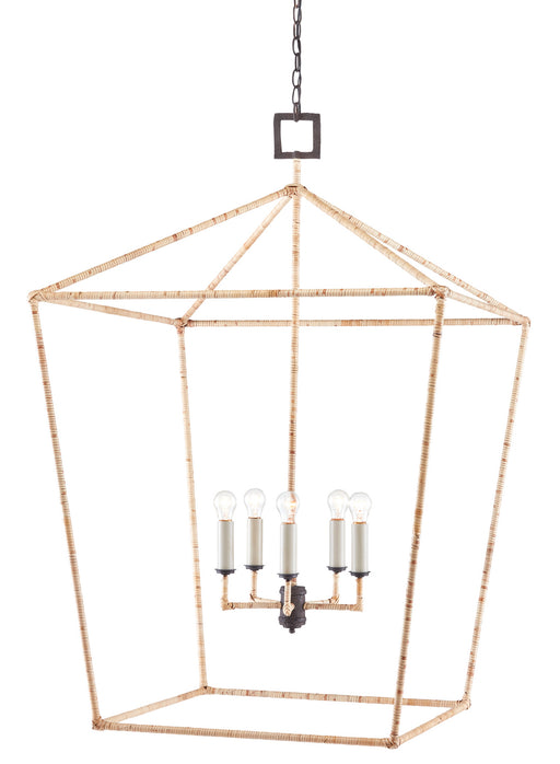 Currey and Company - 9000-0871 - Five Light Lantern - Denison Rattan - Mole Black/Natural