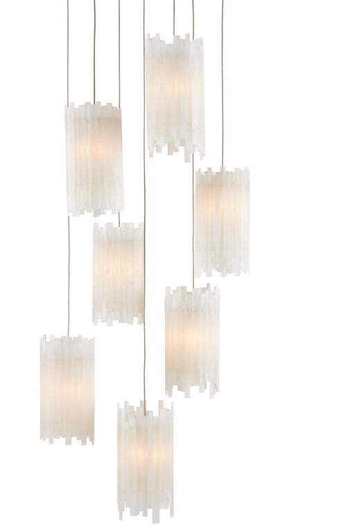Currey and Company - 9000-0883 - Seven Light Pendant - Escenia - Natural/Painted Silver